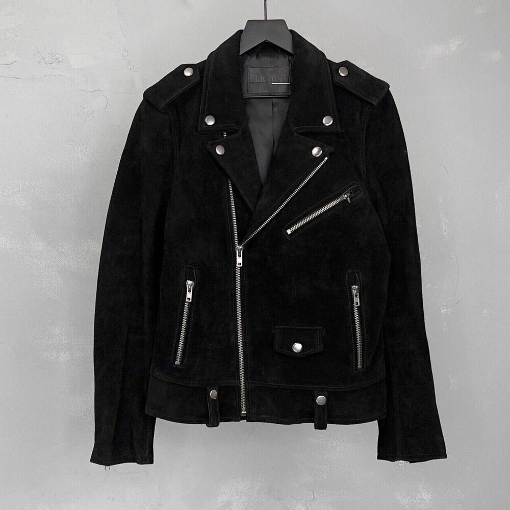 BLK DNM Leather Jacket 146 Black Suede Leather Biker Jacket Men's Medium